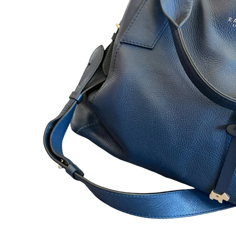 Radley Baylis Road Navy Leather Purse Shoulder Bag Tote Pockets Medium Size